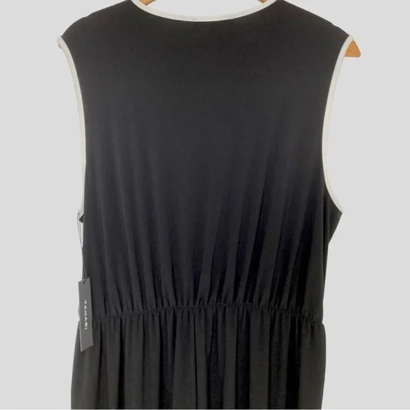 NWT Tahari USA Women’s 2X Liquid Knit Wide Leg Black & White Sleeveless Jumpsuit - Picture 5 of 9